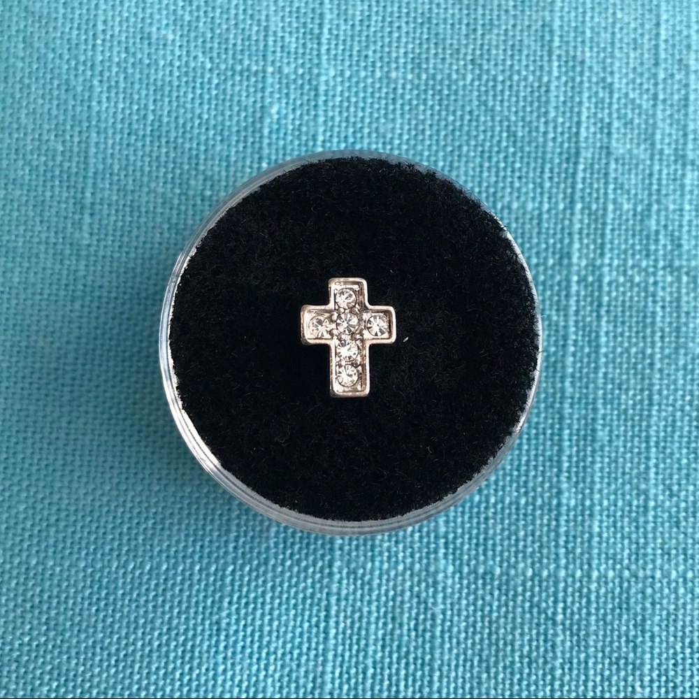 Origami Owl silver crystal cross charm